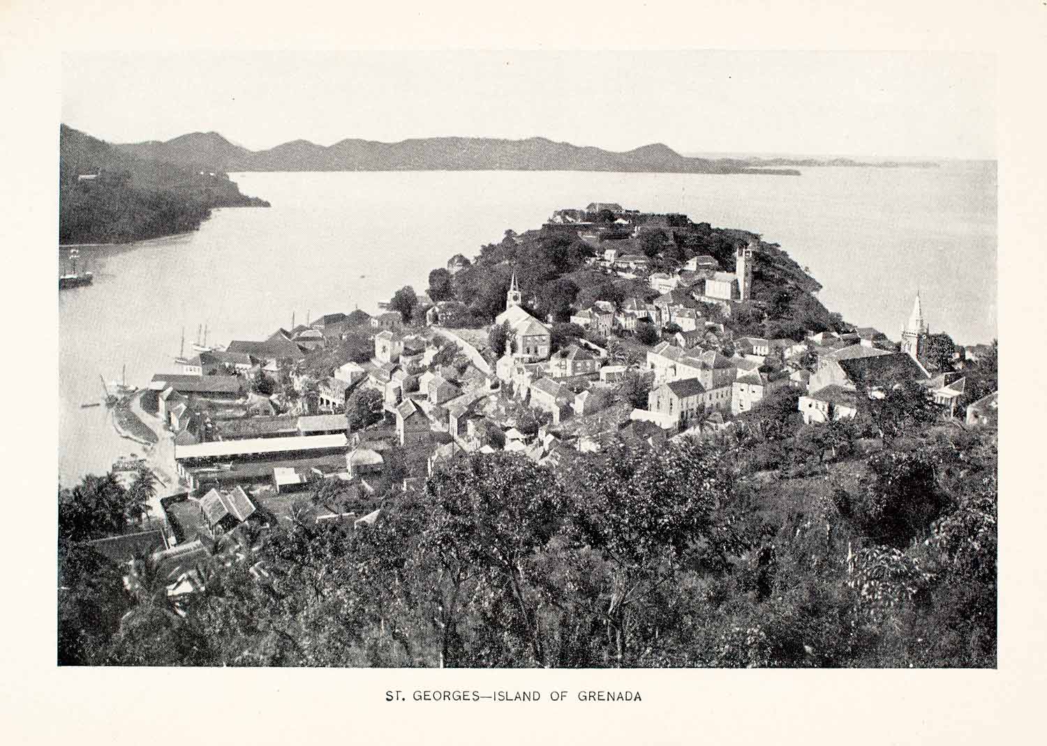 1903 Print Saint George Parish Grenada Capital Island Port Churches XGJA6