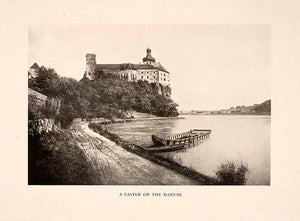 1908 Halftone Print Danube River Coastal Castle Hungary Historic Image XGJA7