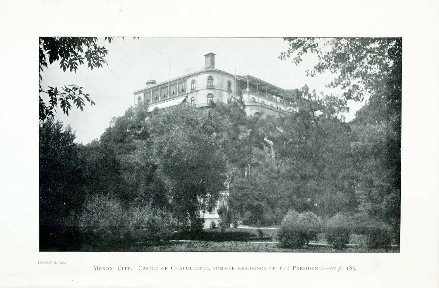 1907 Print Mexico City Castle Chapultepec Residence President Summer XGJA9