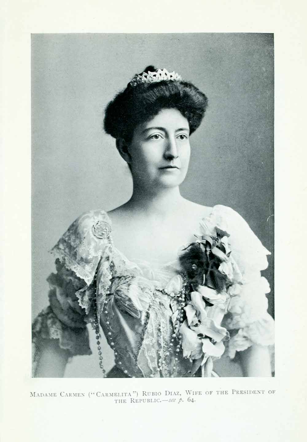 1907 Print Mexico Madame Carmen Rubio Diaz Wife President Republic Costume XGJA9