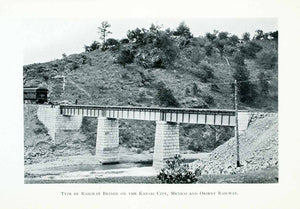 1907 Print Mexico Kansas City Orient Railway Bridge Train Railroad River XGJA9