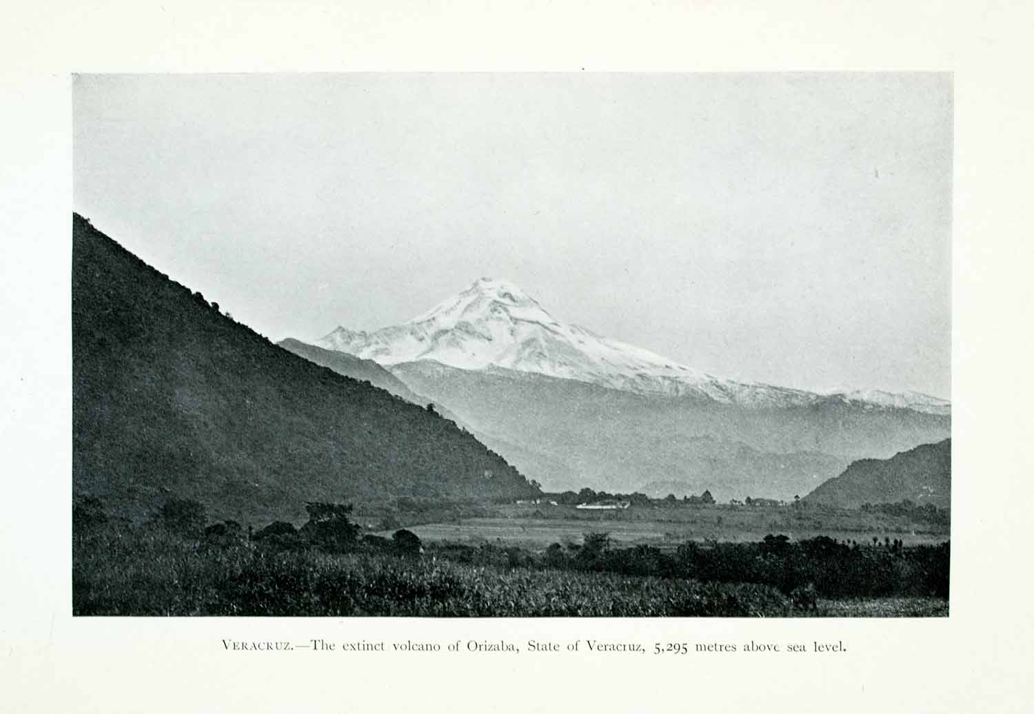 1907 Print Orizaba Volcano Veracruz Mexico Mountain Valley Peak Landscape XGJA9