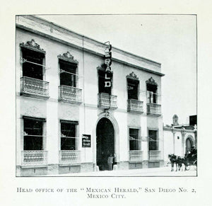 1907 Print Mexican Herald Newspaper Mexico Office Periodico Headquarter XGJA9