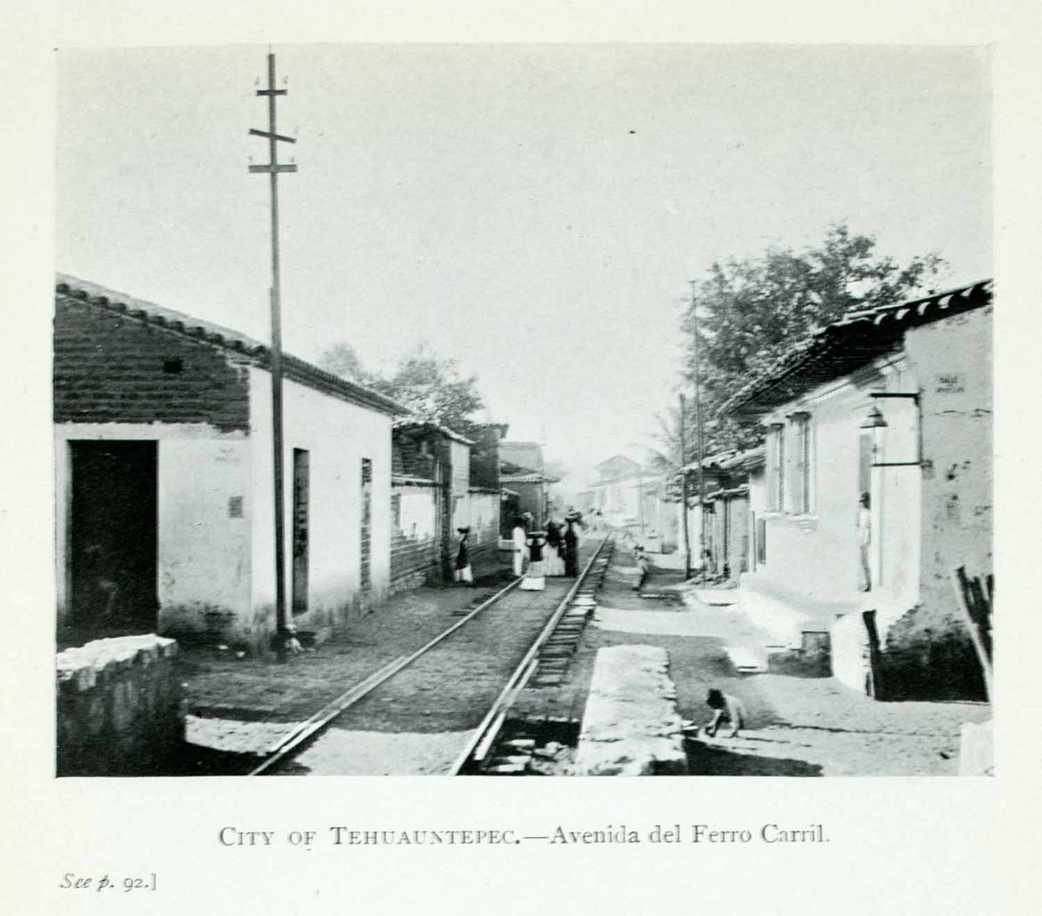 1907 Print Tehuauntepec Avenida Ferro Carril Train Tracks Railway XGJA9
