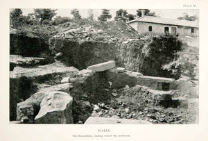 1889 Print Excavations Island Icaria Greece Landscape Archaeology Rocks XGJB2