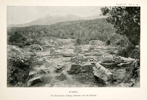 1889 Print Excavation Pythion Island Icaria Greece Rock Landscape XGJB2