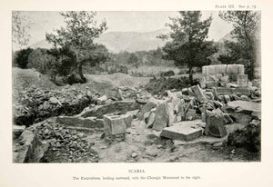 1889 Print Excavation Choragic Monument Island Icaria Greece Rocky XGJB2