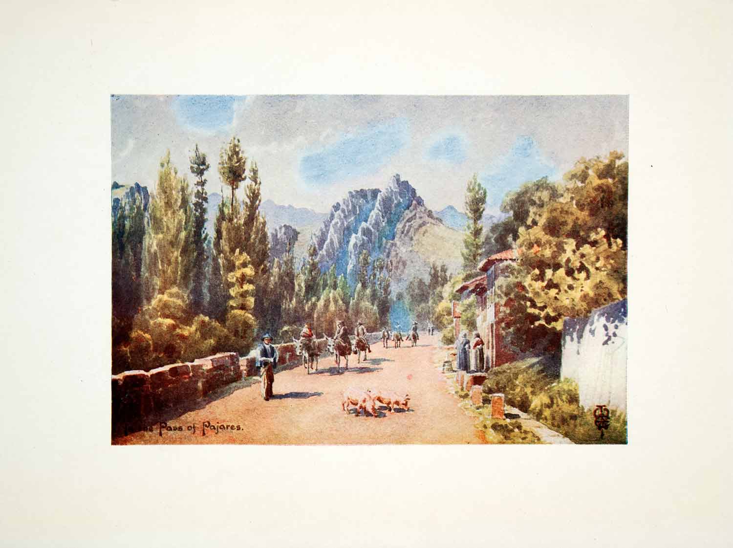 1906 Color Print Pass Pajares Pola Gordon Wigram Leon Spain Mountain XGJB3