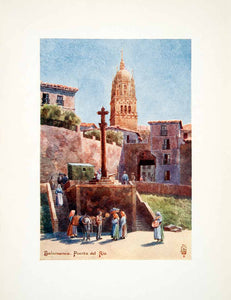 1906 Color Print Wigram Puerta Rio Cathdral Salamanca Spain Church Castile XGJB3