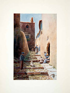 1906 Color Print Wigram Calle Cuesta Aldana Street Steps Caceres Spain XGJB3