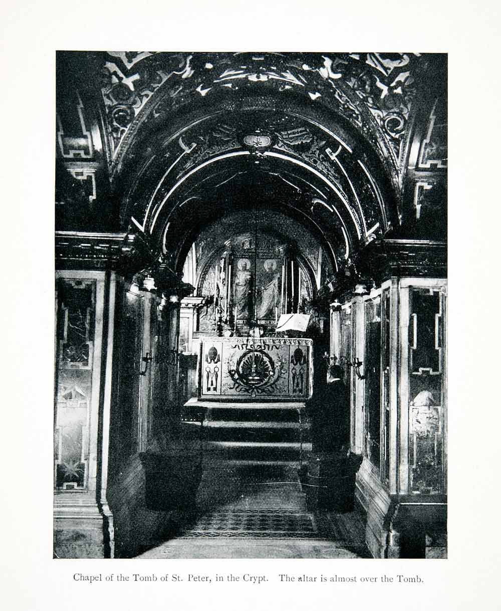 1907 Print Chapel Tomb Saint Peter Crypt Altar Vatican Italy Historic XGJB5