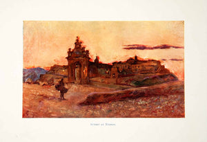 1905 Color Print Sunset Toledo Sybil Fitzgerald Spain Cityscape Muslim XGJB6