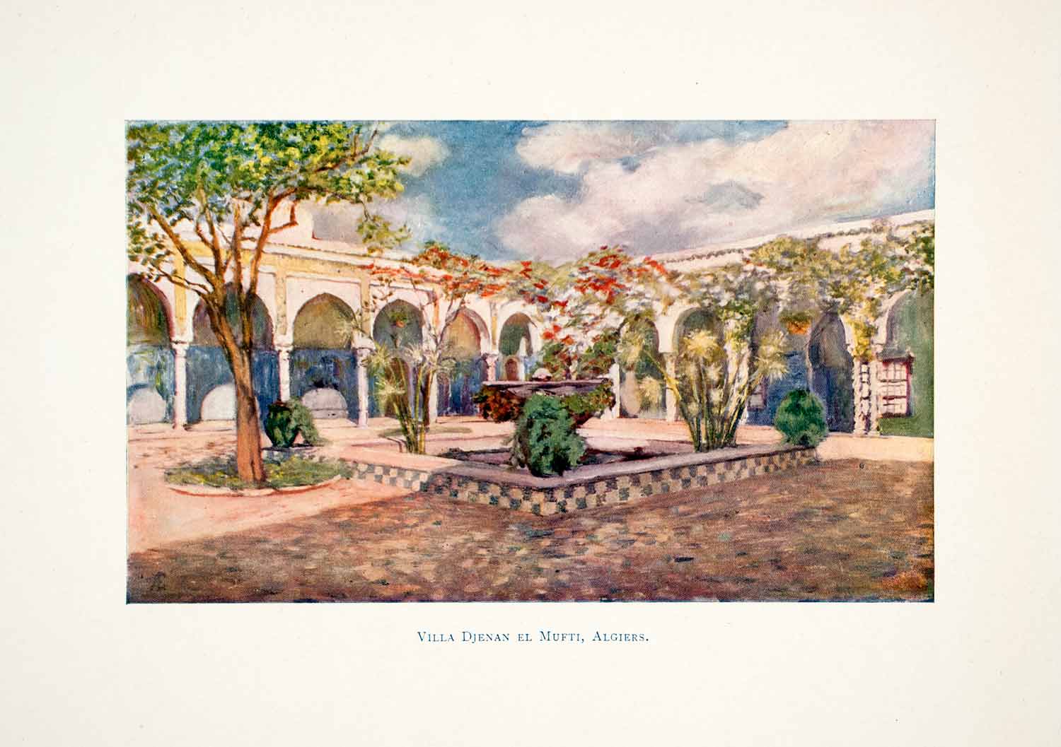 1905 Color Print Villa Djenan El Mufti Algiers Algeria Floral Villa Park XGJB6