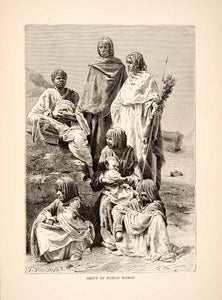 1892 Wood Engraving (Photoxylograph) Nubian Women Child Baby Africa Sudan XGJC1