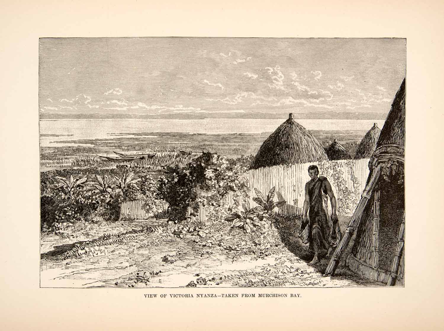 1892 Wood Engraving (Photoxylograph) Victoria Nyanza Uganda Murchison Bay XGJC1