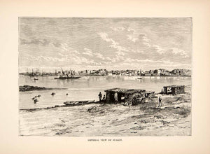 1892 Wood Engraving (Photoxylograph) Harbor Port Suakin Sudan Africa XGJC1