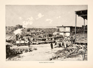 1892 Wood Engraving (Photoxylograph) Kayes City Dakar Niger Railway XGJC1