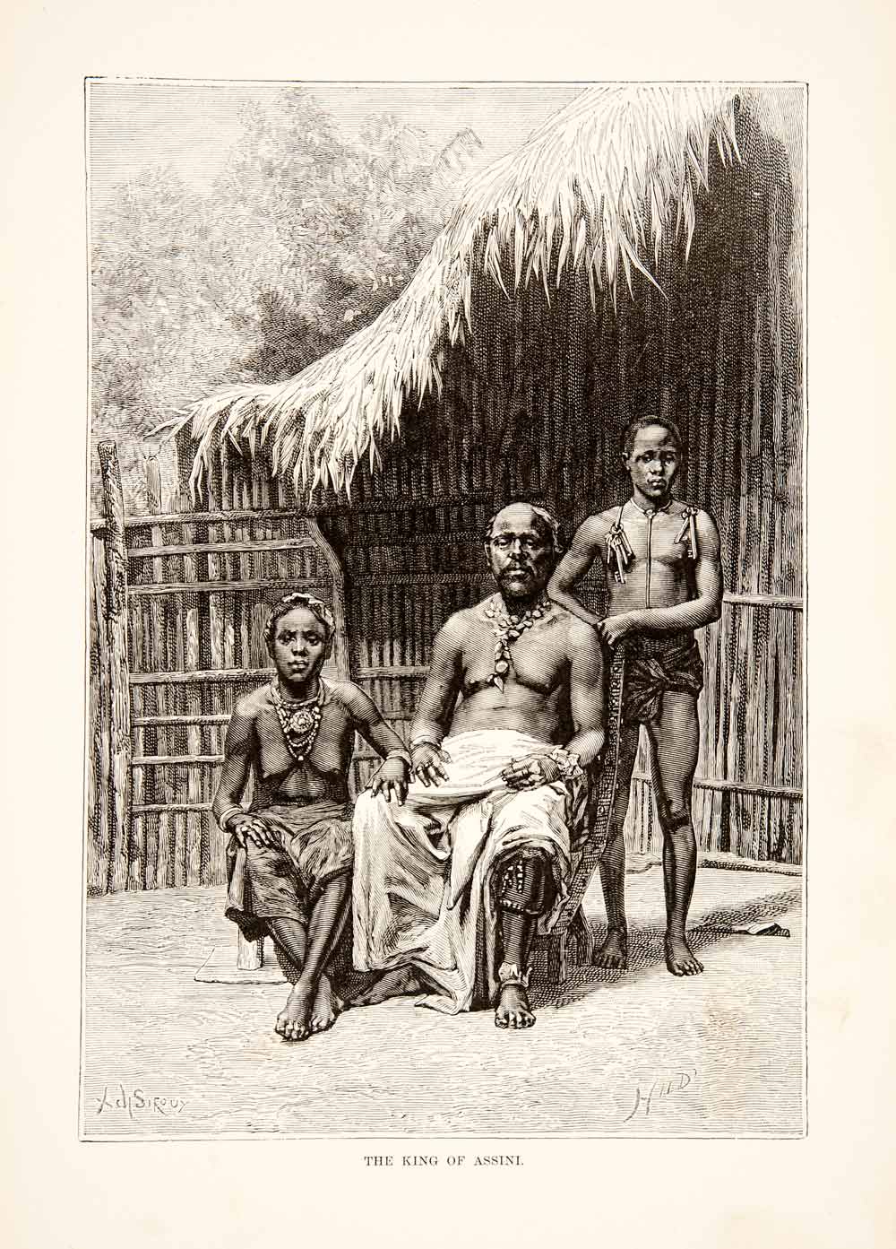 1892 Wood Engraving (Photoxylograph) King Assinie Wife Nude Cote D'Ivoire XGJC1