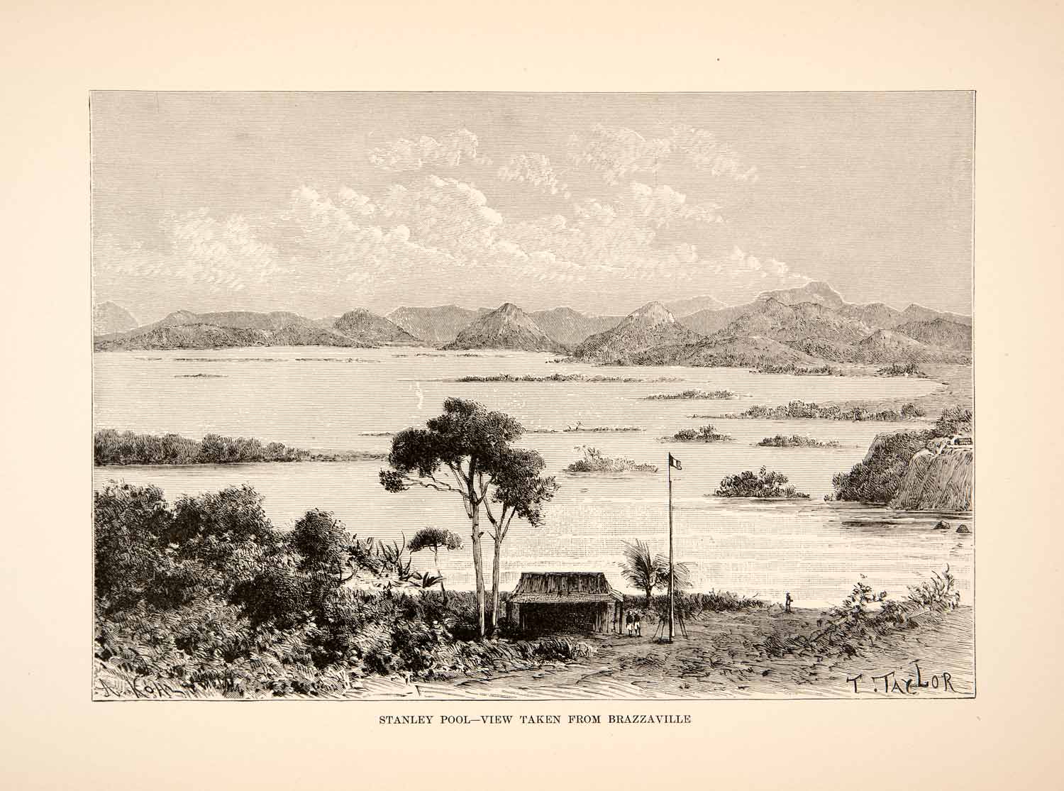 The Pool Malebo Lower Congo River Wood Engraving Published 1891