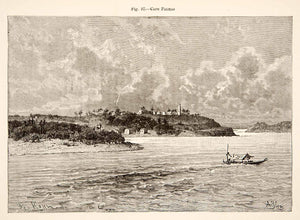 1892 Wood Engraving Cape Palmas Lighthouse Liberia Harper Shoals Africa XGJC1