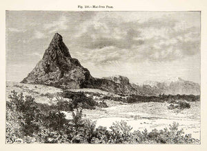 1892 Wood Engraving Mac Iver Peak West Africa Mountain Valley Summit XGJC1 - Period Paper
