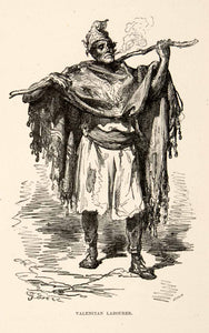 1876 Print Labourer Laborer Workman Valencian Spain Costume Cape Dore XGJC4