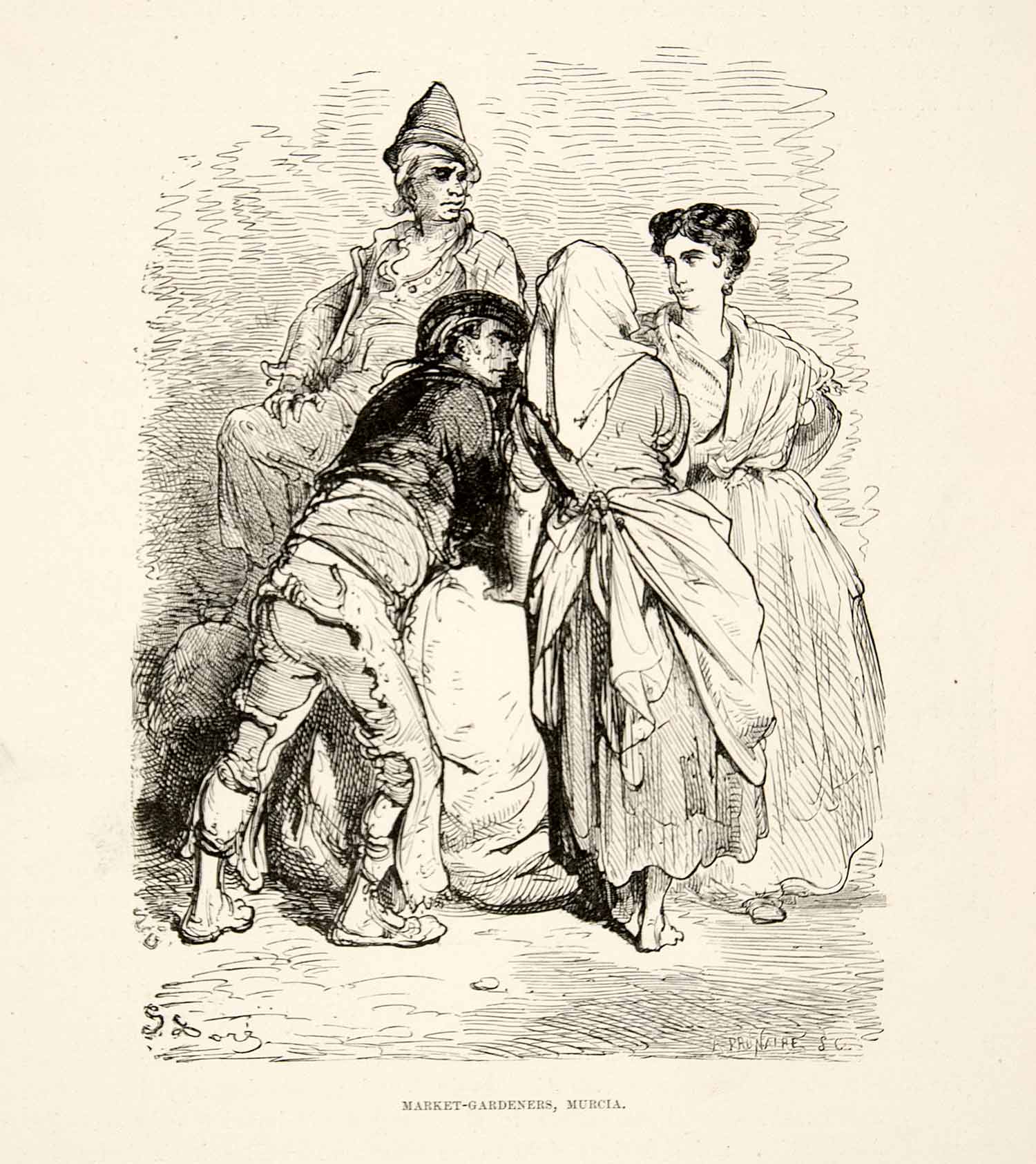 1876 Print Marketplace Gardener Murcia Spain Merchant Vendor Gossip XGJC4