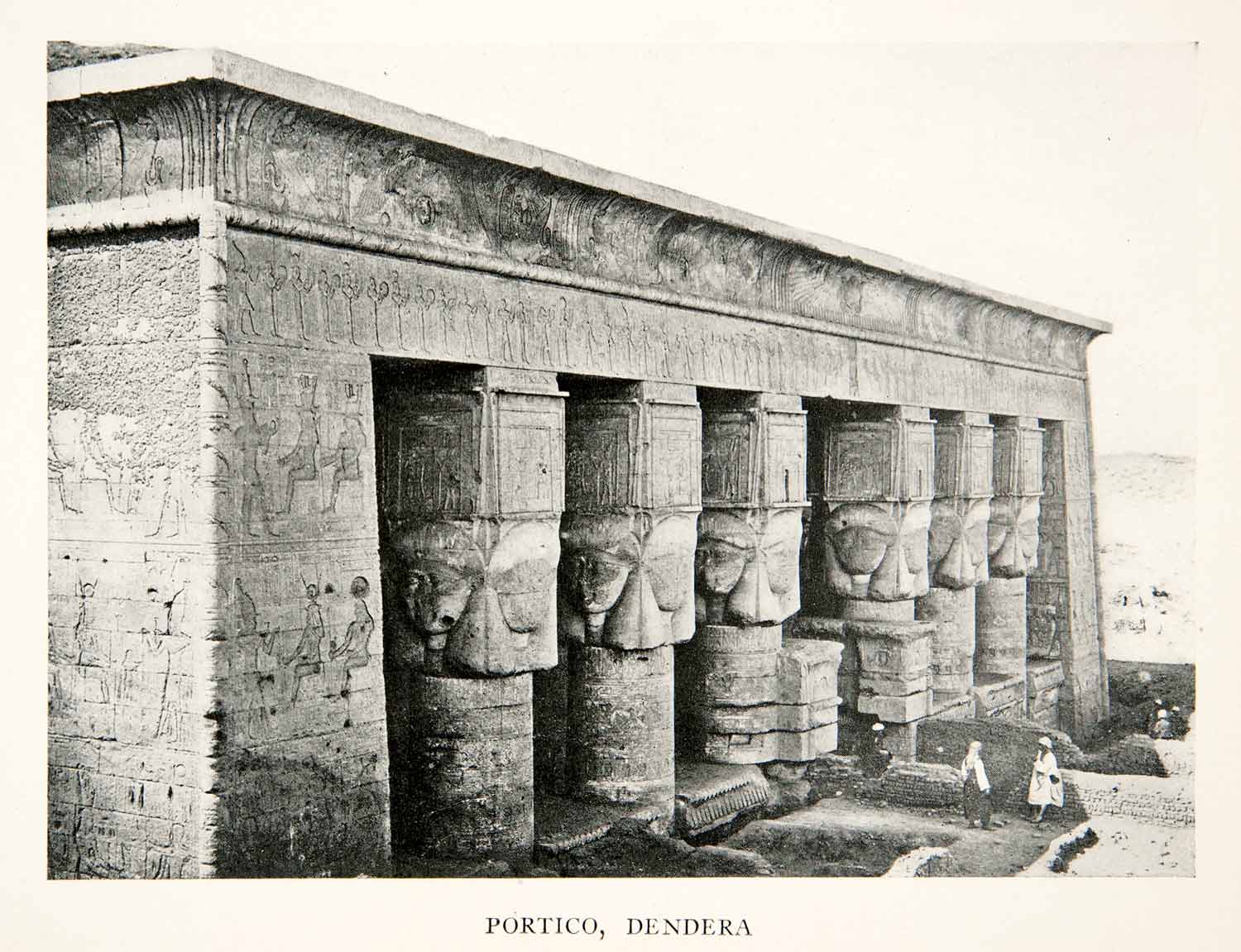 1911 Print Dendera Temple Portico Egypt Archaeology Excavation XGJC9