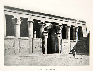 1911 Print Edfu Temple Portico Columns Egypt Archaeology Ancient XGJC9