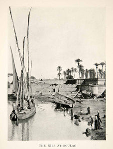 1911 Print Boulaq Nile River Ship Boat Marine Nautical Port Egypt Historic XGJC9