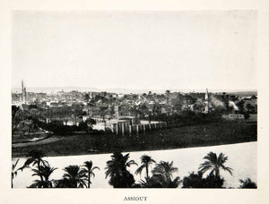 1911 Print Asyut Assiut Egypt Birds Eye View Cityscape Minarets Historic XGJC9