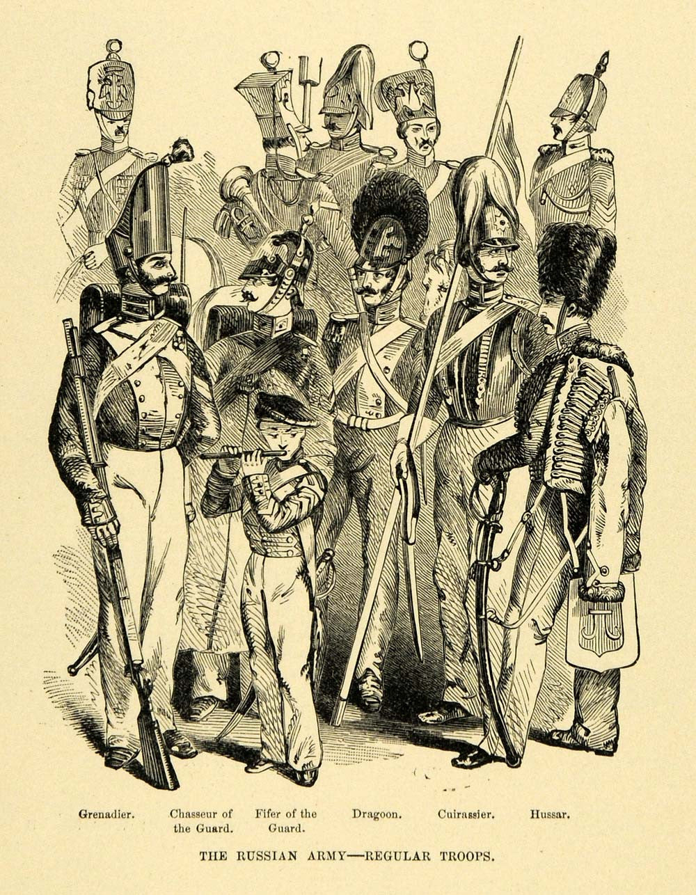 1905 Wood Engraving Art Russian Army Ranks Military Uniforms Hats Weap 1905 Wood Engraving Art Russian Army Ranks Military Uniforms Hats Weap