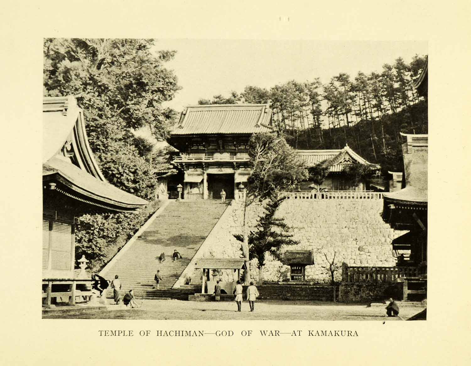 1912 Print Temple Hachiman God War Kamakura Kanegawa Japan Shinto Buddhist XGK3