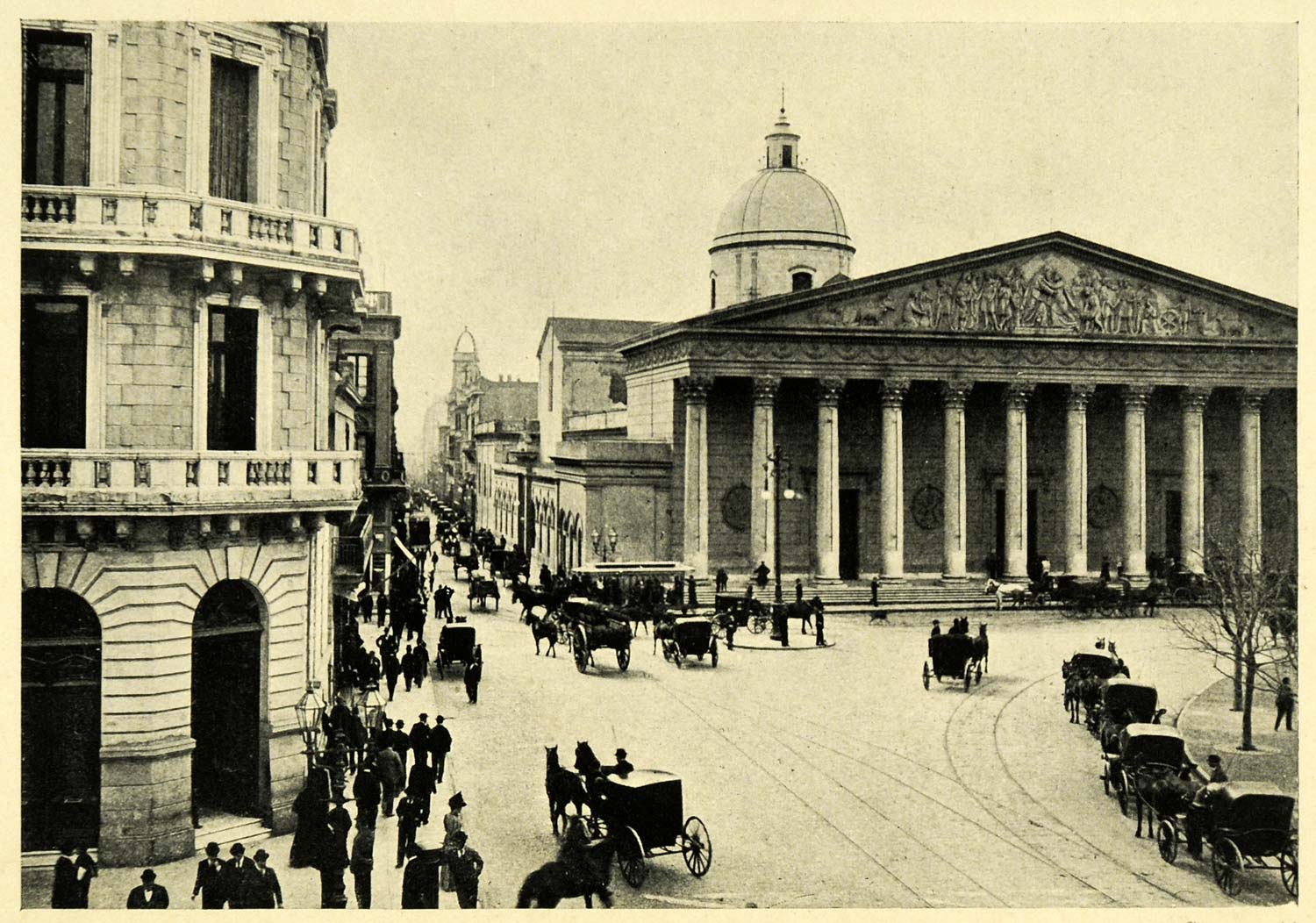 1906 Print Argentina Buenos Aires Plaza Victoria Cathedral Columns Mayo XGK5