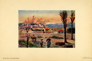 1929 Print Granada Spain Roadway Rural Cityscape Emelene Abbey Dunn Artwork XGK7