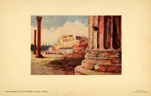 1929 Print Emelene Abbey Dunn Art Acroplis Athens Ancient Greece XGK7