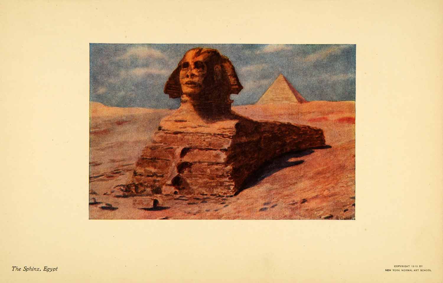 1929 Print Ancient Egyptian Architecture Sphinx Pyramids Emelene Abbey Dunn XGK7