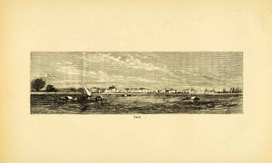 1875 Lithograph Para Brazil Coast Ship Boat City Amazon Cityscape Sea River XGK8