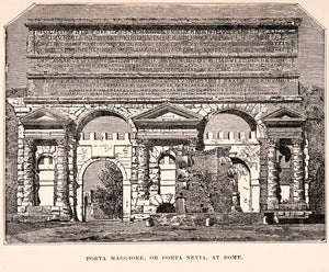 1896 Wood Engraving Porta Maggiore Nevia Rome Historic Landmark XGKA1