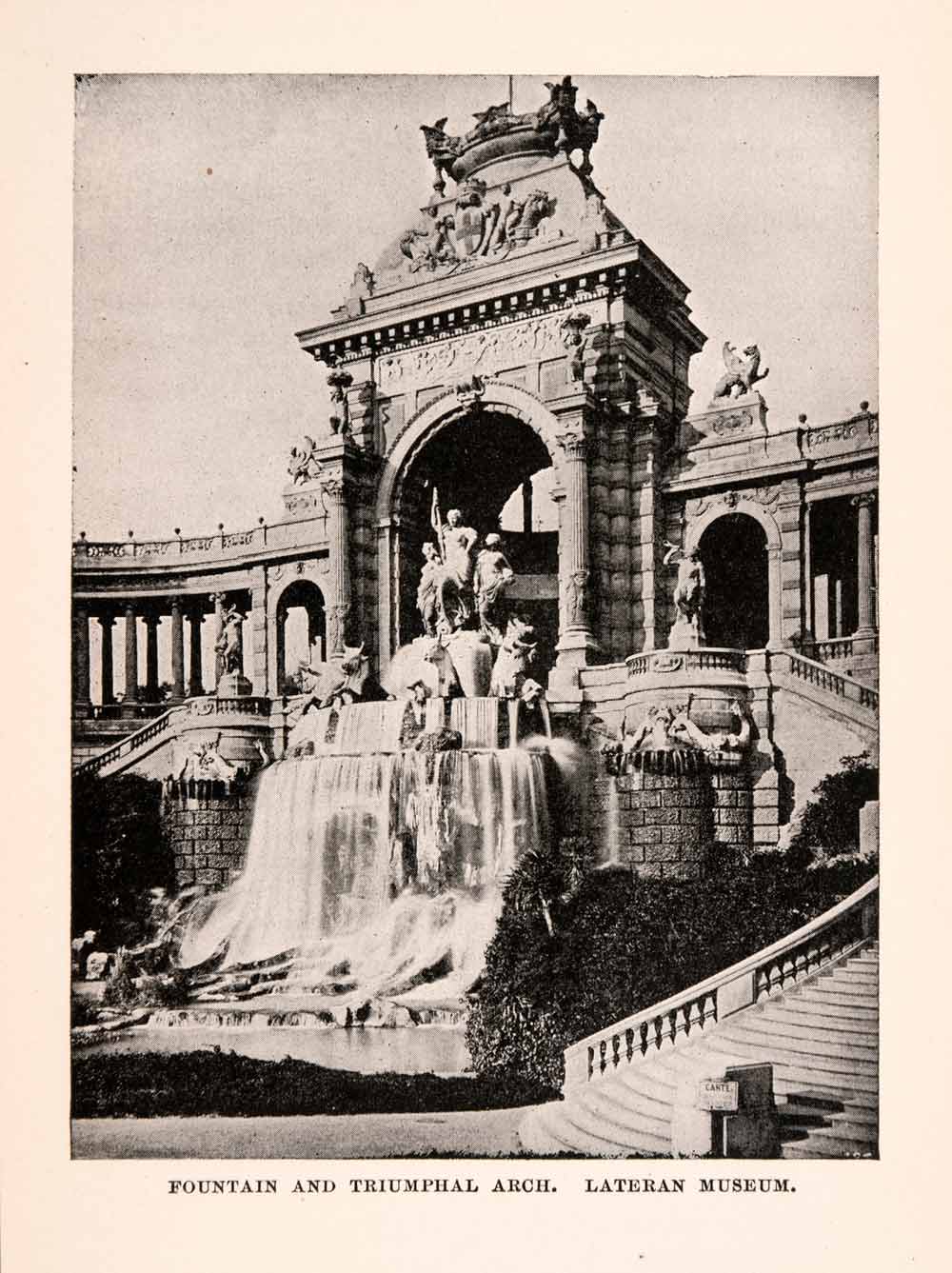 1896 Halftone Print Fountain Triumphal Arch Lateran Museum Rome Italy XGKA1