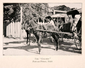 1904 Halftone Print Horse Wagon Cart Port-au-Prince Haiti Native XGKA3
