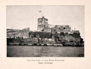 1904 Halftone Print Historic Fortress River Santo Domingo Chile Fortaleza XGKA3