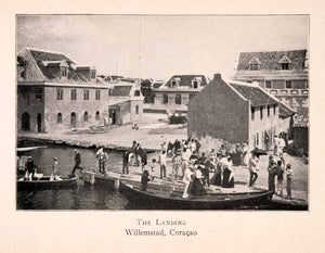 1904 Halftone Print Dock Willemstad Curacao Historical Scene Caribbean XGKA3