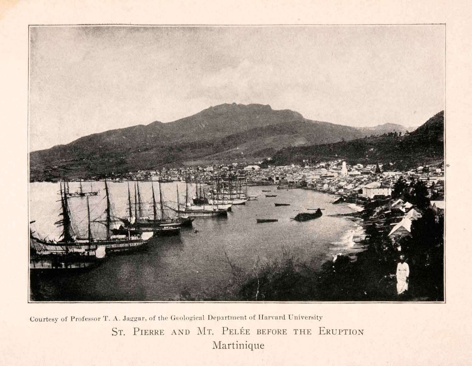 1904 Halftone Print Pelee Volcano Pre-Eruption Martinique St Pierre XGKA3