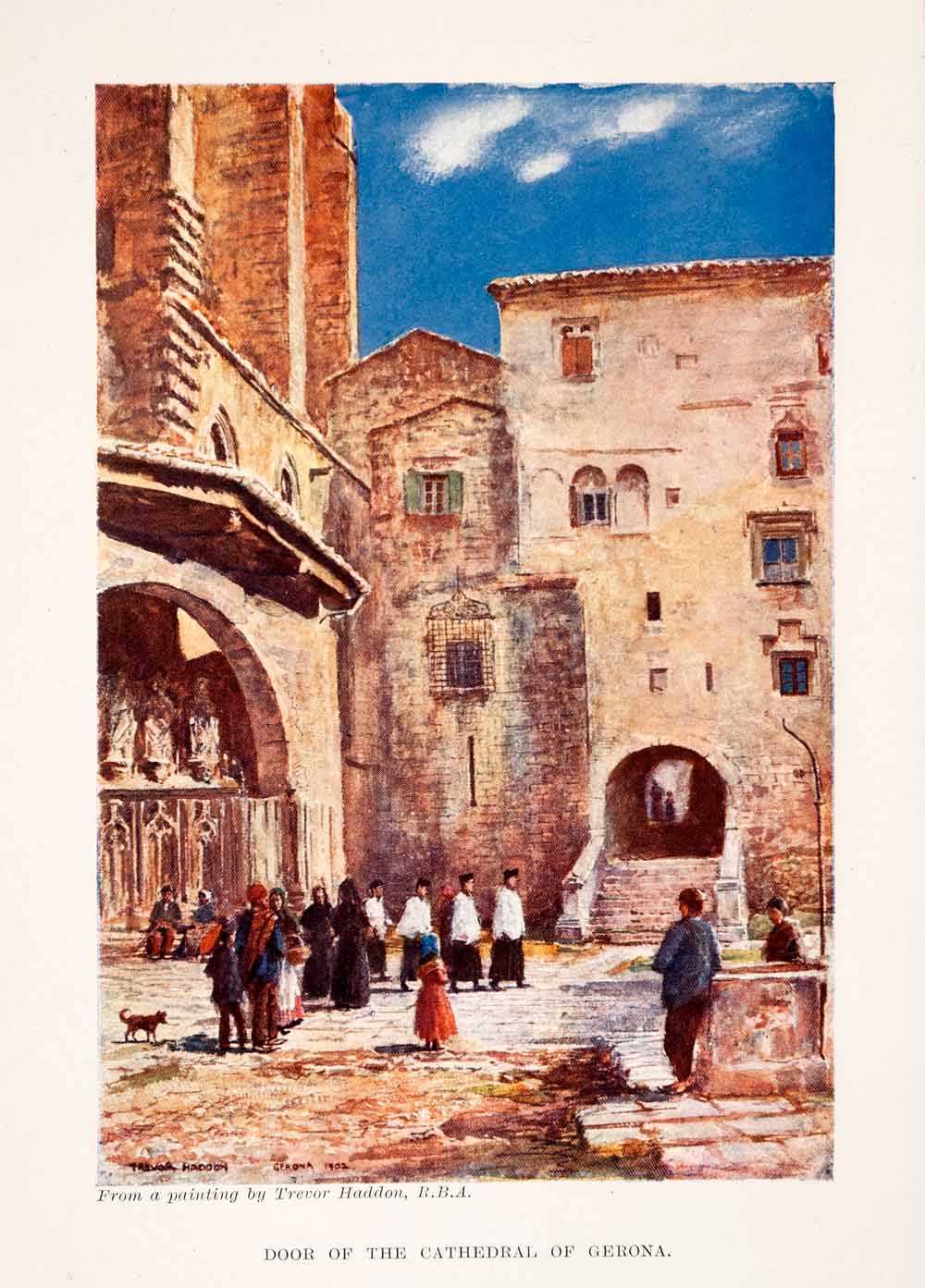 1905 Print Arthur Trevor Haddon Art Historic Girona Cathedral Catalonia XGKA4