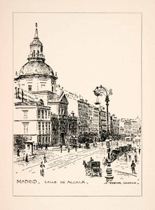 1905 Lithograph Alcala Street Madrid Spain Streetscape Trevor Haddon XGKA4