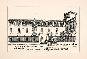 1905 Lithograph Alcala Henares Spain Spanish Record Office Building XGKA4