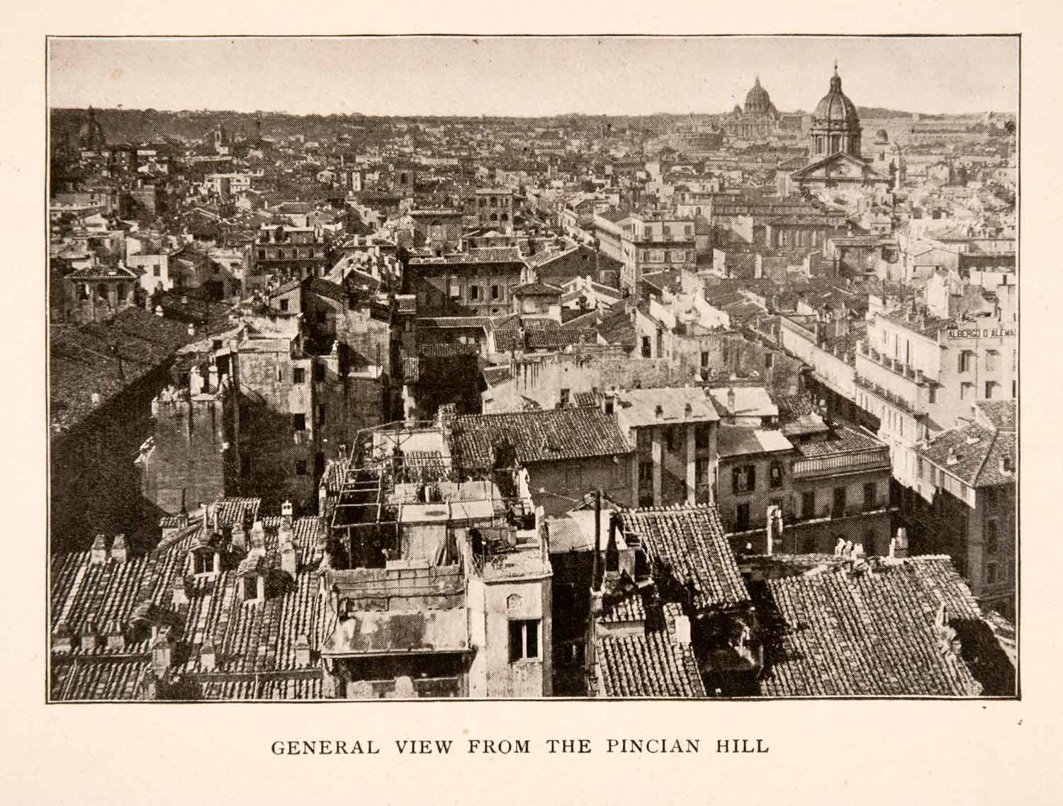 1905 Halftone Print Cityscape Pincian Hill Rome Italy Seven Hills XGKA6