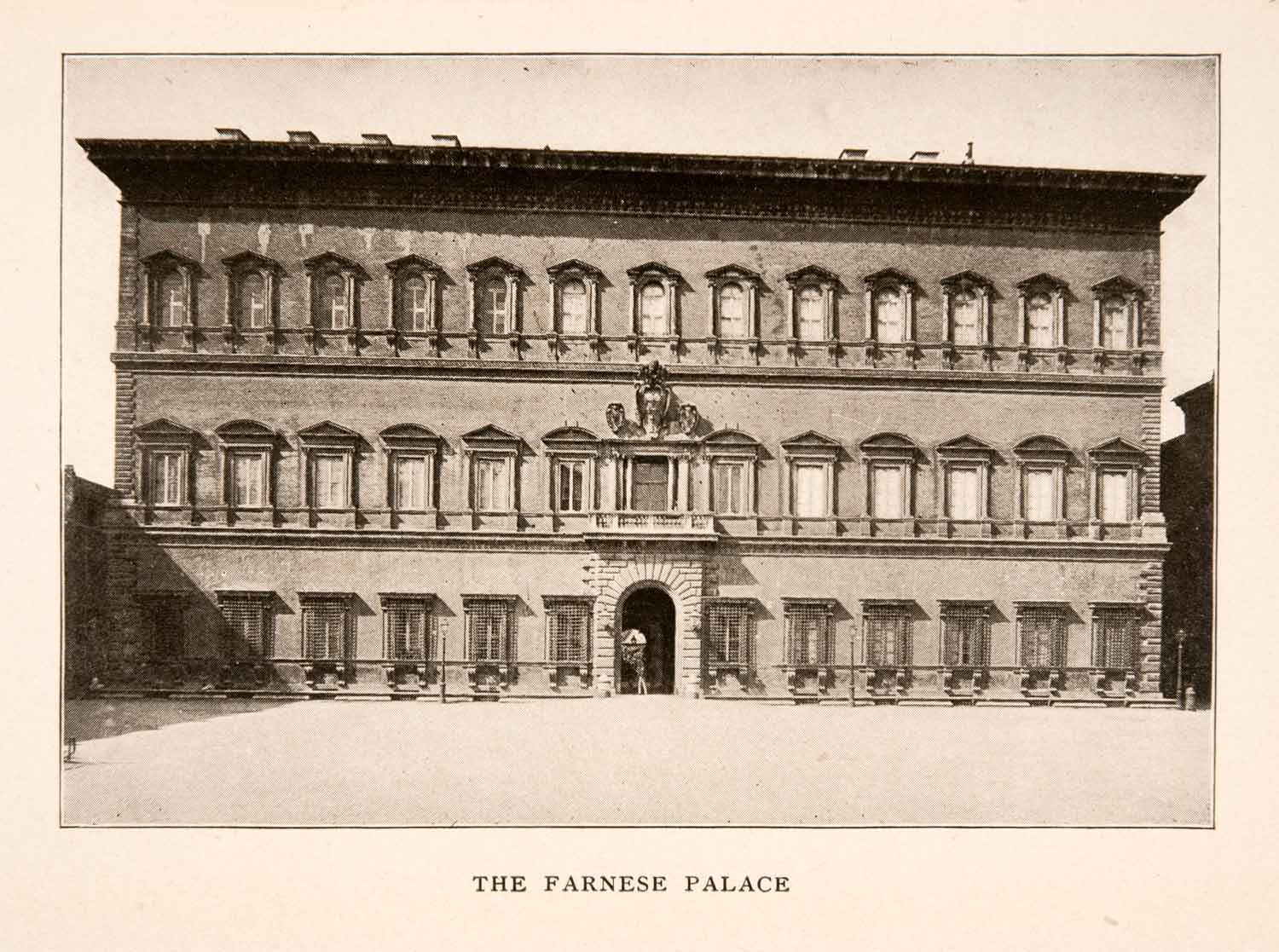1905 Halftone Print Farnese Palace Rome Italy Architecture Renaissance XGKA6