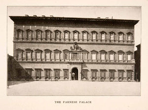 1905 Halftone Print Farnese Palace Rome Italy Architecture Renaissance XGKA6